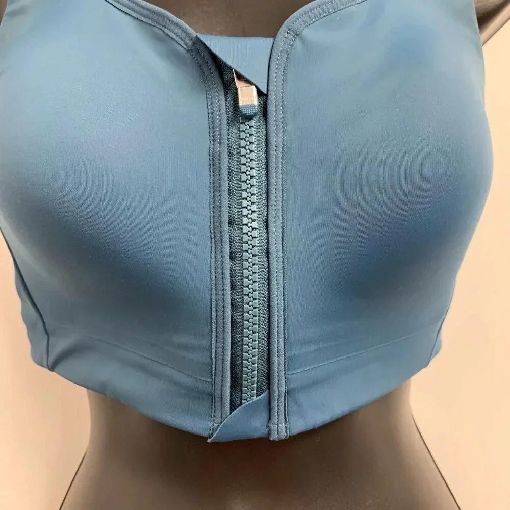 Athleta Women's Advance Zip Front B-DD Sequoia Blue Sports Bra Size 34C - Picture 4 of 11